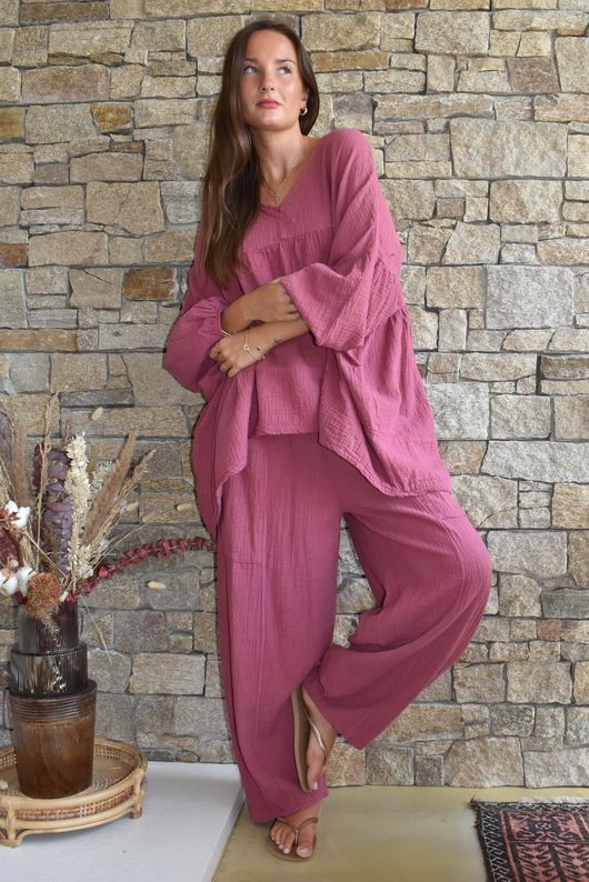 Suri Cushion Cotton Artist Smock Deep Rose